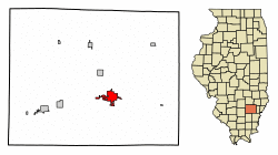 Location of Fairfield in Wayne County, Illinois.
