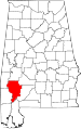 State map highlighting Clarke County