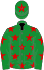 Green, red stars, star on cap
