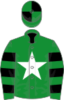 Green, white star, black hooped sleeves and quartered cap