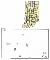 Location of Switz City in Greene County, Indiana.