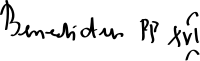 The signature of Pope Benedict XVI