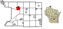 Location of Portage in Columbia County, Wisconsin.