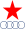 Red star, 4x blue overlapping rings.svg
