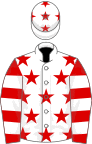White, Red stars, Red and White hooped sleeves