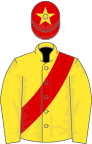 Yellow, red sash, red cap, yellow star