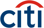 The Citigroup logo since 1999, re-introduced in 2012 with blue lettering.