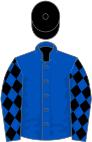 Royal blue, black diamonds on sleeves, black cap