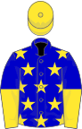 Blue, yellow stars, halved sleeves, yellow cap