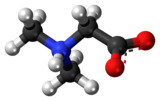 Ball-and-stick model of the dimethylglycine molecule as a zwitterion