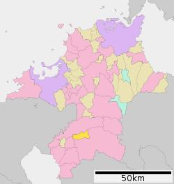 Location of Hirokawa in Fukuoka Prefecture