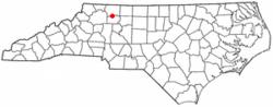 Location of Boonville, North Carolina
