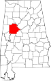 State map highlighting Tuscaloosa County