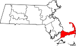 State map highlighting Barnstable County