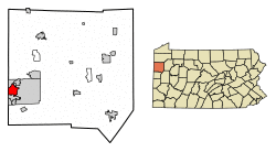 Location of Sharon in Mercer County, Pennsylvania.