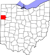 State map highlighting Van Wert County