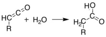 Hydration reaction of a ketene, yielding carboxylic acid