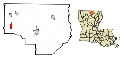 Location of Bernice in Union Parish, Louisiana.