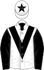 White, black chevron, sleeves and star on cap
