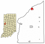 Location of Attica in Fountain County, Indiana.