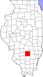Map of Illinois highlighting Marion County