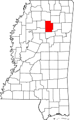Map of Mississippi highlighting Calhoun County