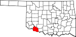 State map highlighting Tillman County