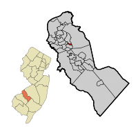 Tavistock highlighted in Camden County. Inset: Location of Camden County highlighted in the State of New Jersey.