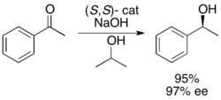 Noyori transfer H2 reduction scheme.png