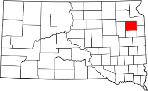 Map of South Dakota highlighting Codington County