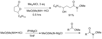Example of syntheses from esters and lactones