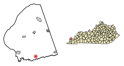 Location of Blandville in Ballard County, Kentucky