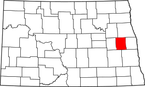Map of North Dakota highlighting Steele County