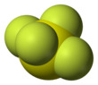 Space-filling model of sulfur tetrafluoride