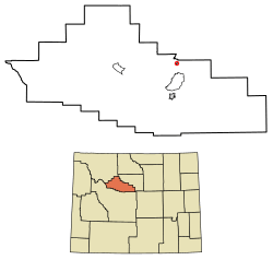 Location of Kirby in Hot Springs County, Wyoming.