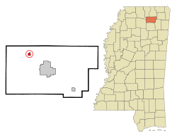 Location of Myrtle, Mississippi