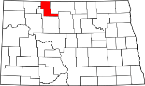 Map of North Dakota highlighting Renville County