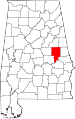 State map highlighting Tallapoosa County