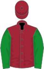 Maroon, green sleeves