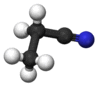 Ball and stick model of propanenitrile