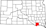 State map highlighting Bon Homme County