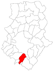 Map of Ilfov county with Jilava commune highlighted