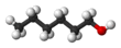 Spacefill formula of 1-hexanol
