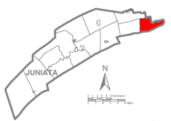 Map of Juniata County, Pennsylvania highlighting Susquehanna Township
