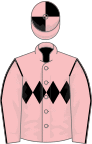 Pink, black triple diamond, black seams on sleeves, quartered cap