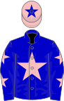 Blue, pink star and stars on sleeves, pink cap, blue star