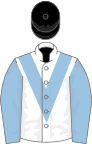 White, Light Blue chevron and sleeves, Black cap