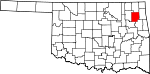 State map highlighting Mayes County