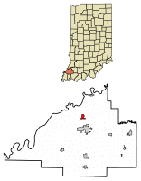 Location of Patoka in Gibson County, Indiana.