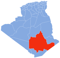 Map of Algeria highlighting Tamanrasset